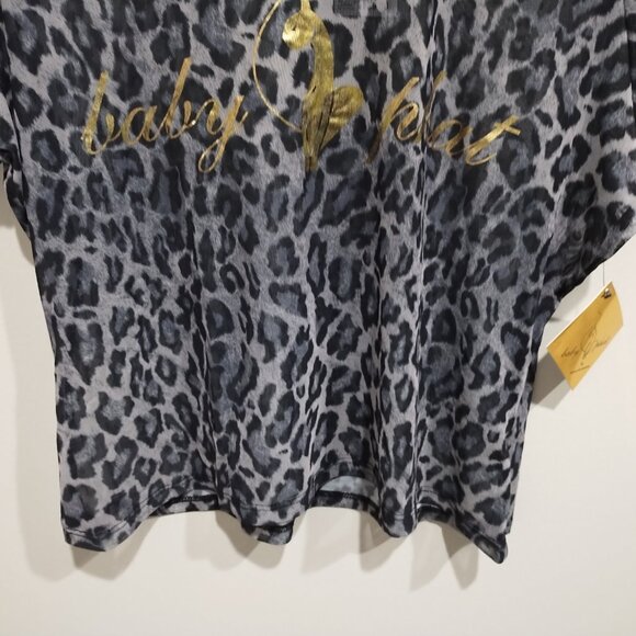 BABY PHAT Trendy Plus Size Sheer Animal Print T-Shirt - Picture 4 of 9